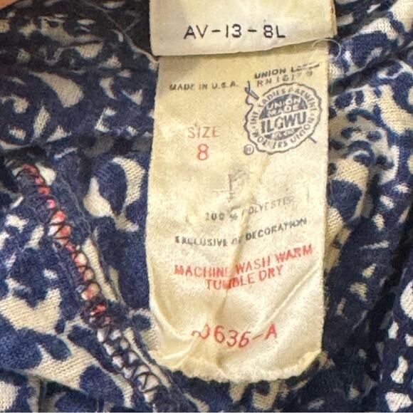 Vintage Size 8 Family Fashions by Avon Union Made Blue White Shirt Dress - Picture 8 of 8